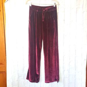 YFFS FASHION STUDIO Narcissus Ego Burgundy Velvet High-Rise Trousers Petite Medi